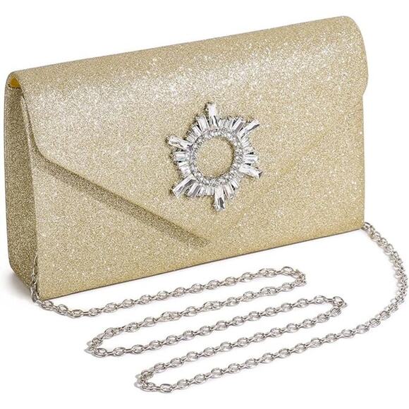 Labair Women's Clutch Purse Sparkly Rhinestone Evening Handbag, Gold - Picture 1 of 7